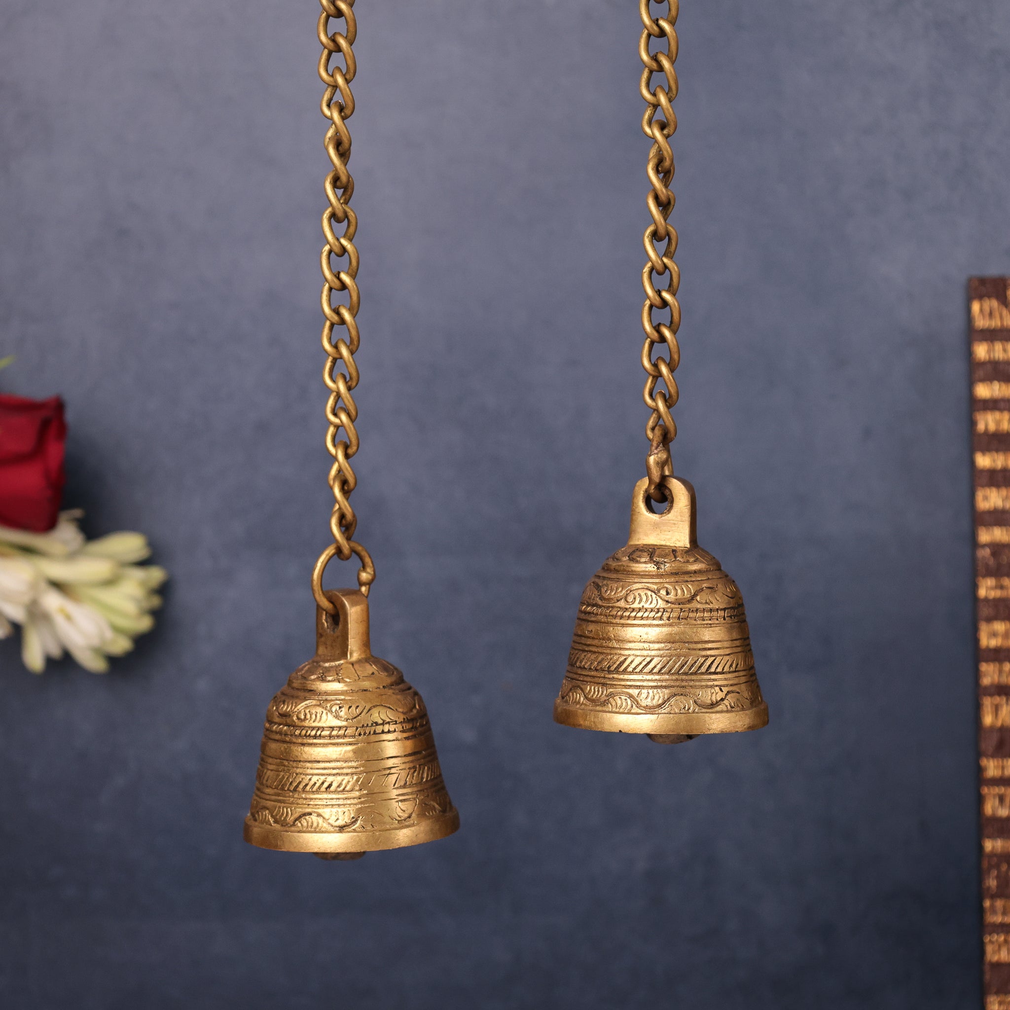 Handcrafted Hanging Brass Bell with Chain | Decorative Wall Hanging for Home Decor