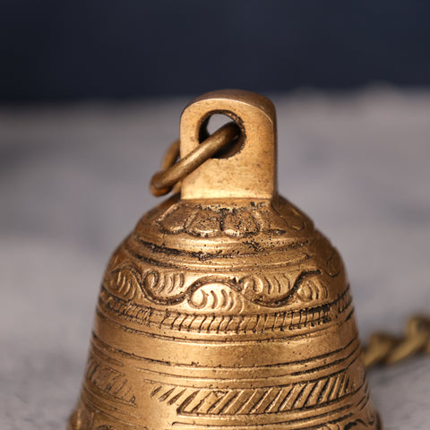 Brass Handcrafted Hanging Bell with Chain