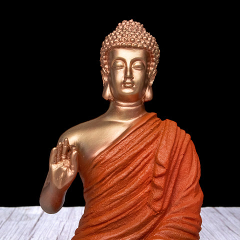 Resin Blessing Orange  Buddha Statue