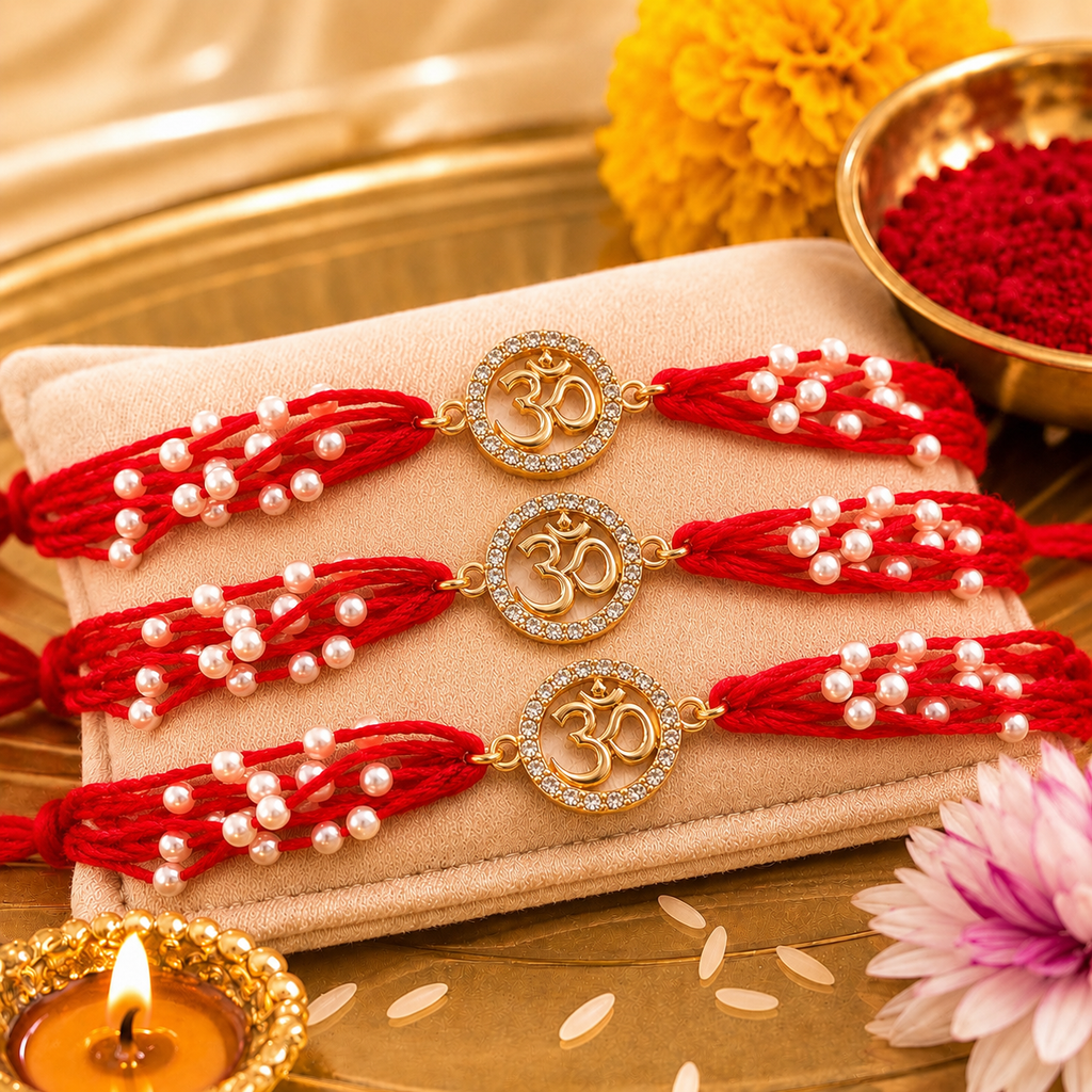 Om Pearl Rakhi – Set of 3