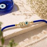 BRO Evil Eye Crystal Designer Rakhi with Premium Adjustable Thread with Roli Chawal