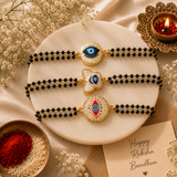 Evil Eye Designer Rakhi Collection Set of 3 with Premium Adjustable Thread with Roli Chawal