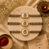 Ganesha Designer Rakhi Collection Set of 3 with Premium Adjustable Thread with Roli Chawal