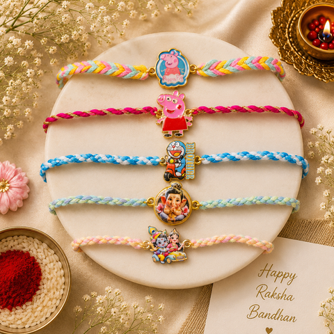 Kids Designer Rakhi Collection Set of 5 with Premium Adjustable Thread