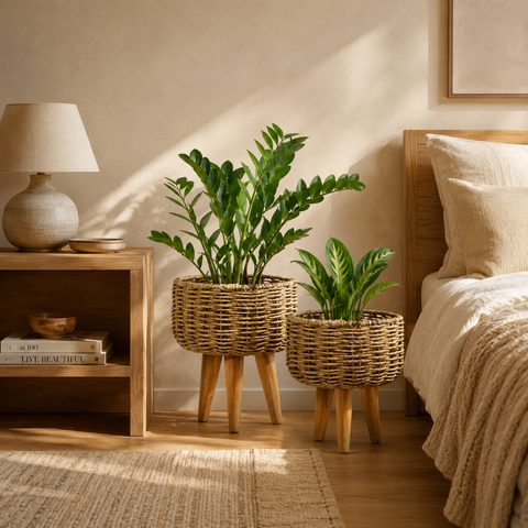 Jute Planter -  medium large with Wooden Stand
