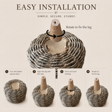 Jute Planter - Pots Basket Set of Three with Wooden Stand