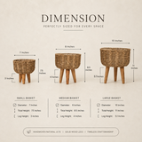 Jute Planter - Pots Basket Set of Three with Wooden Stand
