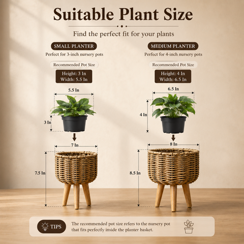 Jute Planter with Legs - Set of Two