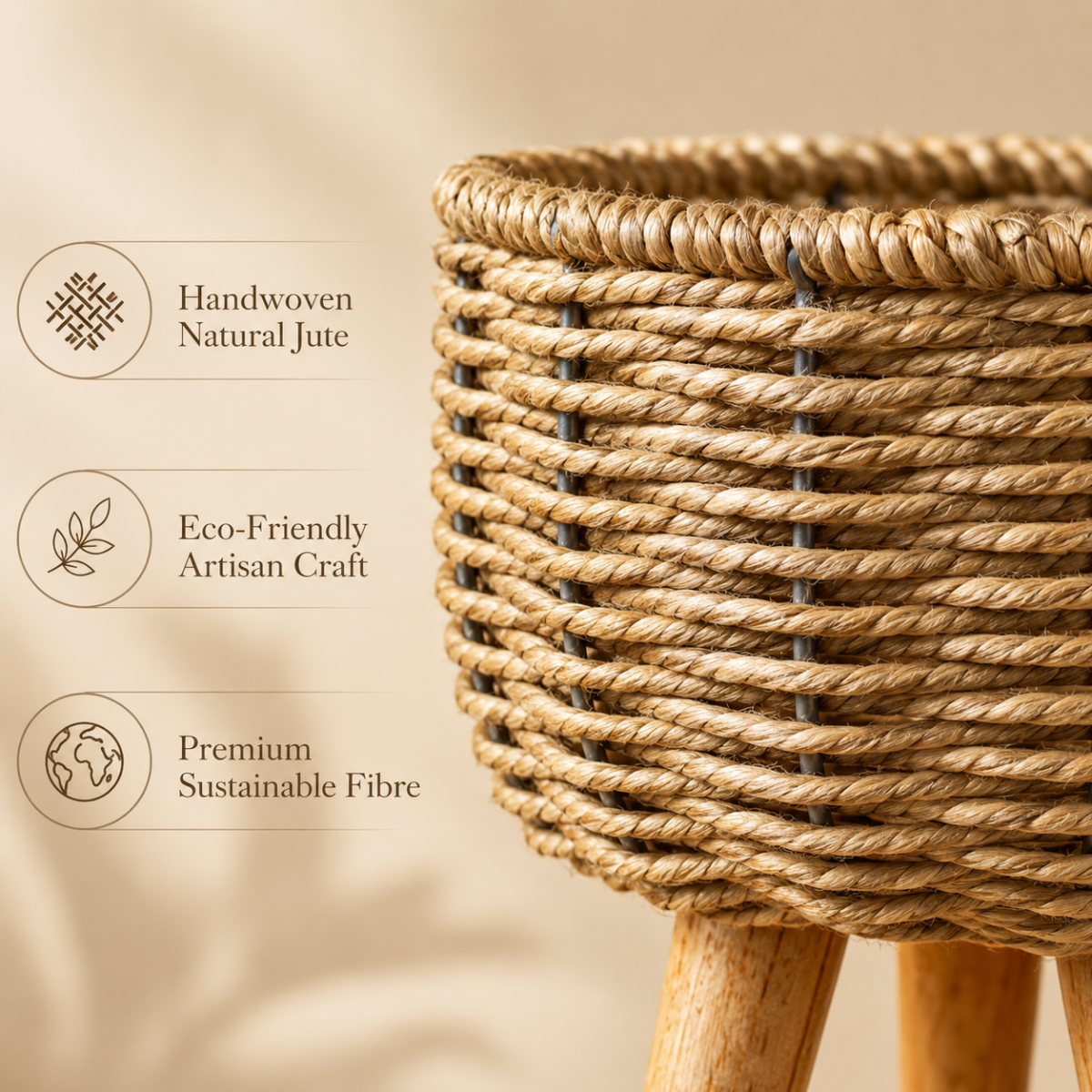 Jute Planter with Legs - Set of Two
