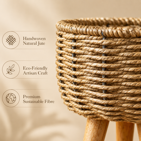 Jute Planter with Legs - Set of Two