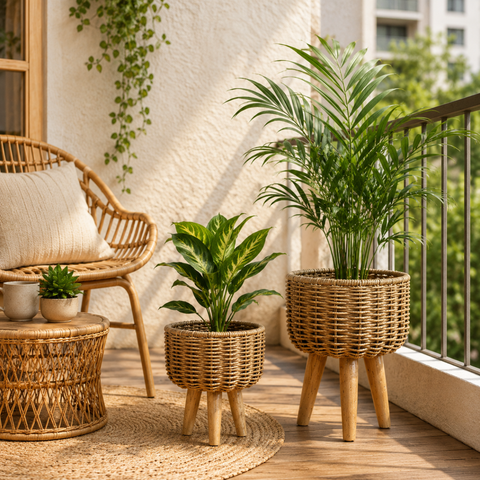 Jute Planter with Legs - Set of Two