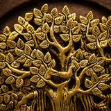 Kalpavriksha Brass Tree on Wooden Plate Wall Decor |13Inch