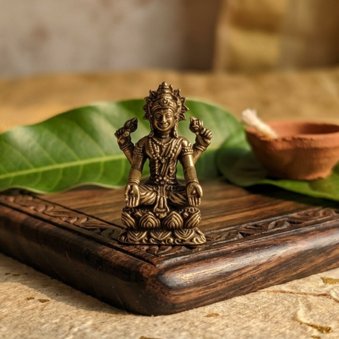 Lakshmi Brass Miniature Statue – 1.3 Inch