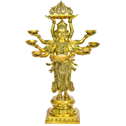  Vijaya Lakshmi,Standing Diya,Mahalaxmi,Laxhmi,Superfine Standing Deep Laxmi