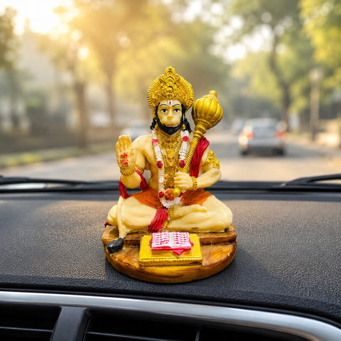 Lord Hanuman Statue Sitting with Gada & Scriptures