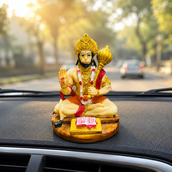Lord Hanuman Statue Sitting with Gada & Scriptures