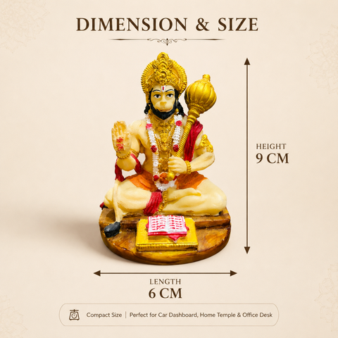Lord Hanuman Statue Sitting with Gada & Scriptures