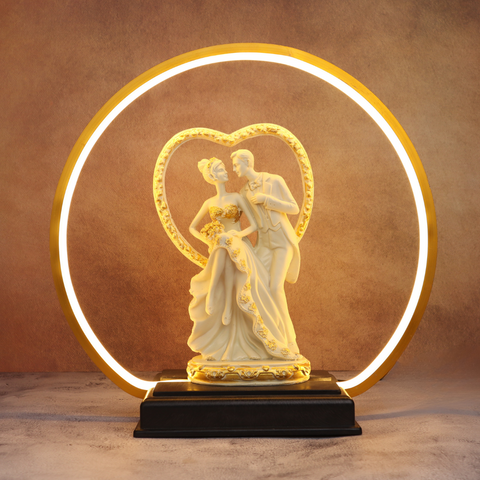 Resin Love Couple Dancing statue with Light