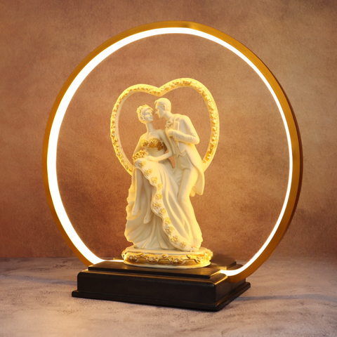 Resin Love Couple Dancing statue with Light