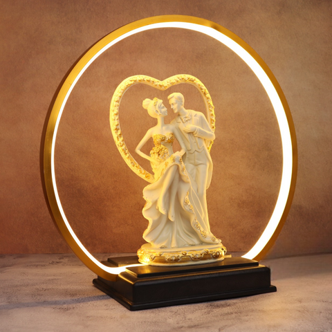 Resin Love Couple Dancing statue with Light