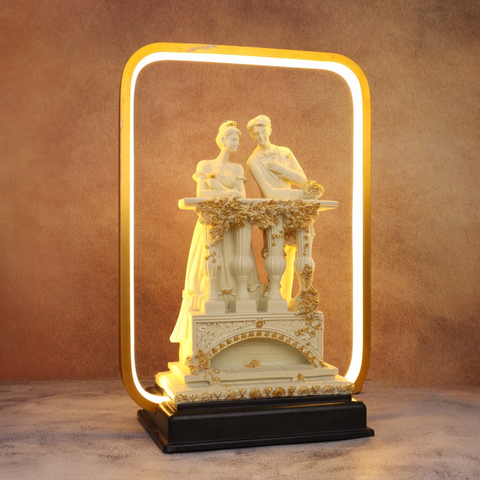 Resin Love Couple Standing statue with Light