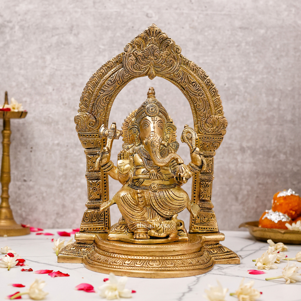 Vinayak,Vigneshwara,Vakratunda,Ganapati,Gajanand,Ganesha ,Chaturbhuja Lord Ganesha Seated on Throne