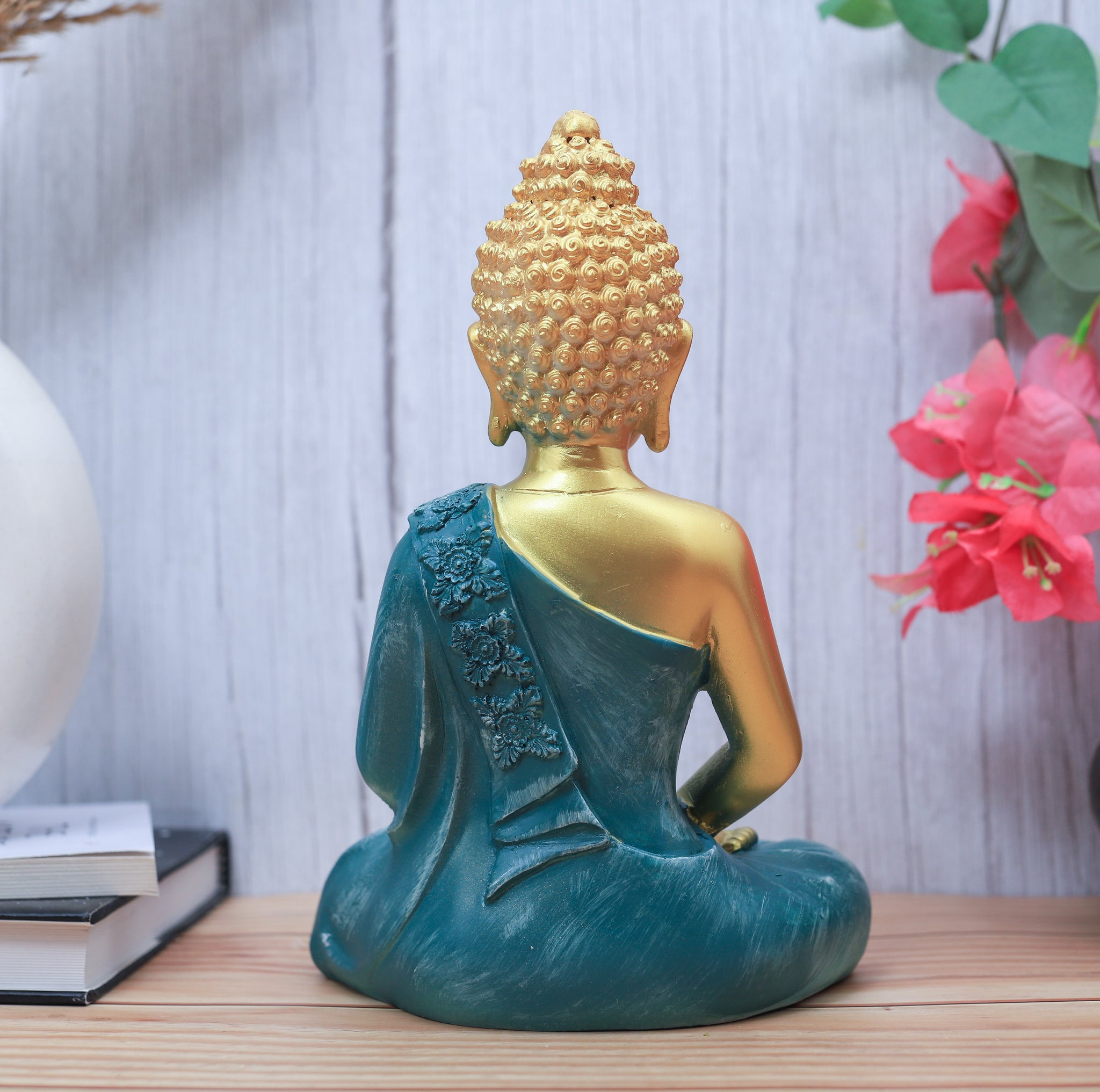 Polymarble Blue Meditation Buddha Statue