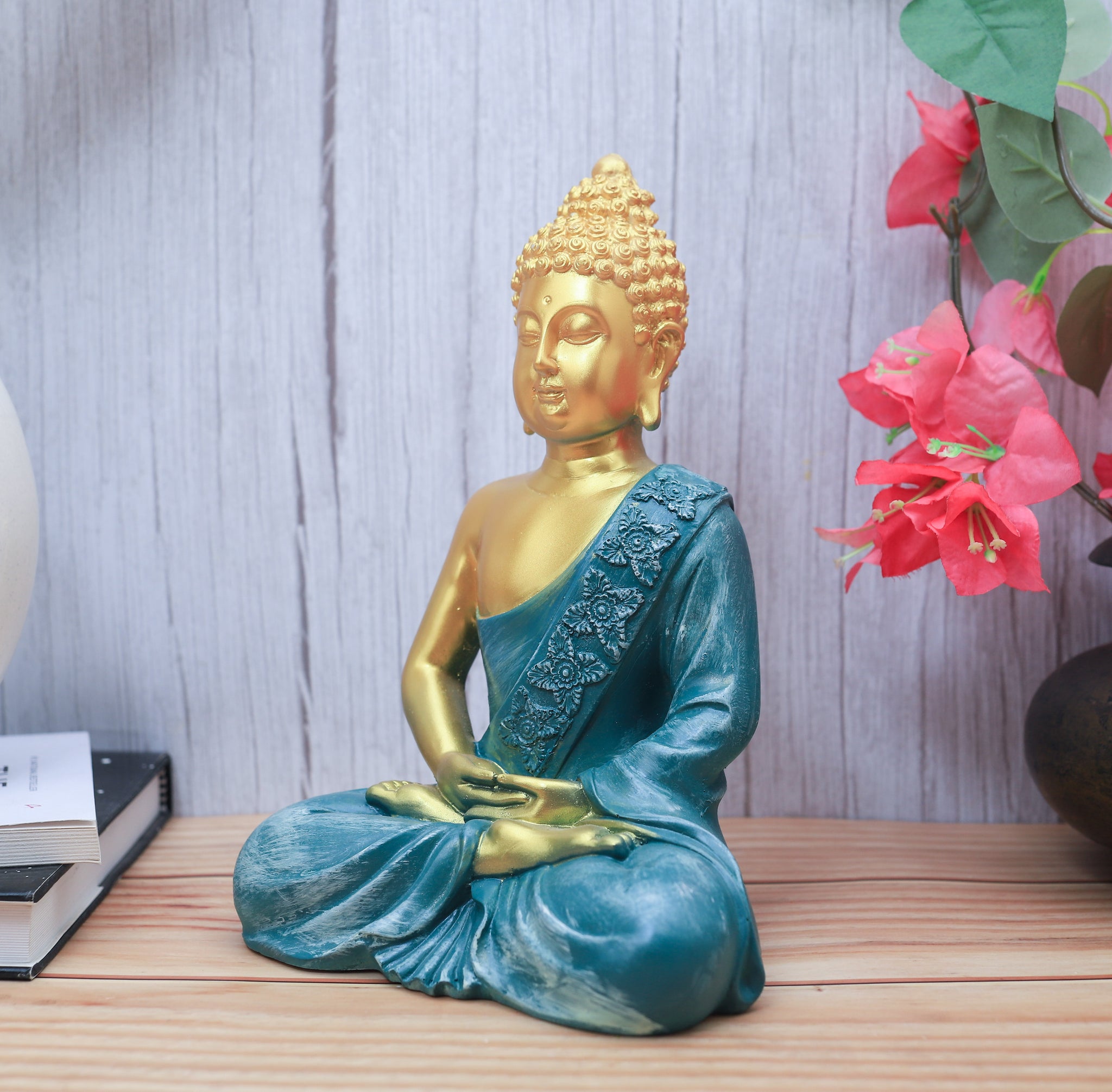 Polymarble Blue Meditation Buddha Statue