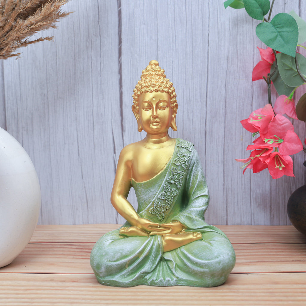 Polymarble Green Meditation Buddha