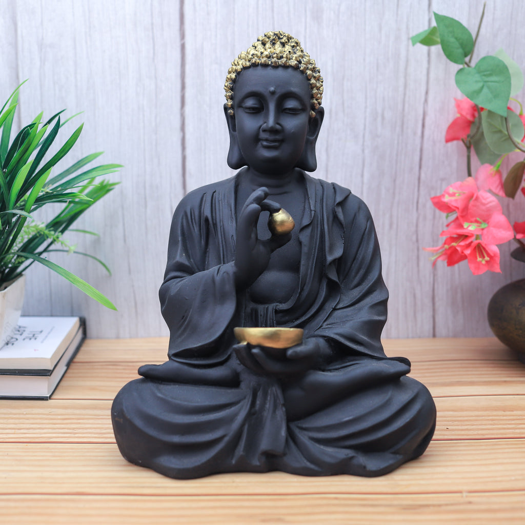 Resin Medium Black Buddha Statue