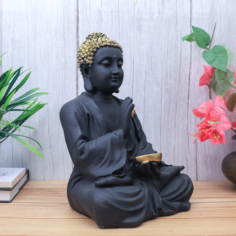 Resin Medium Black Buddha Statue