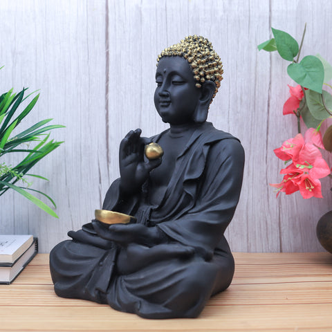 Resin Medium Black Buddha Statue