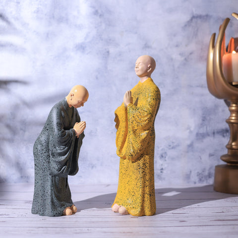 Resin Monk Pair Statue