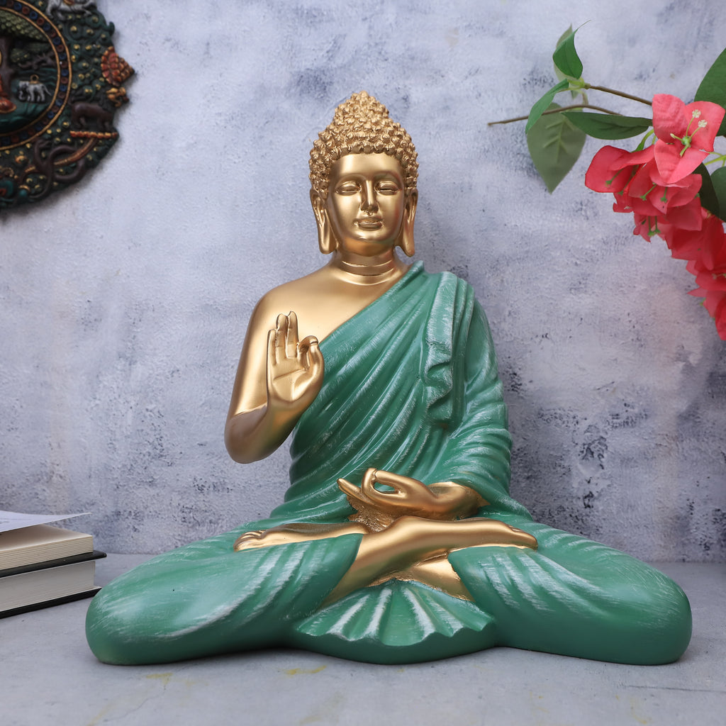 Polymarble Light Blue Buddha Statue