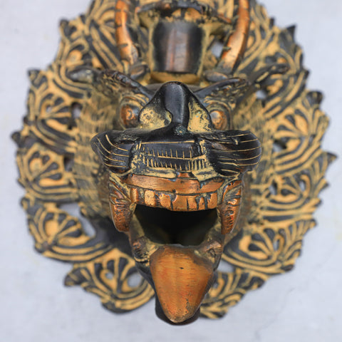 Antique Brass Yamantaka Face Mask Wall Hanging