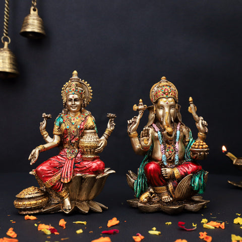 Resin Ganesh Laxmi Statue