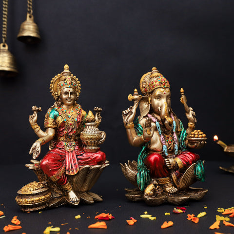 Resin Ganesh Laxmi Statue