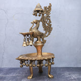 Brass Peacock Oil Lamp Stand