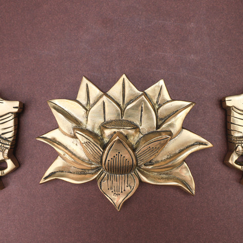 Brass Lotus With Cow Wall hanging