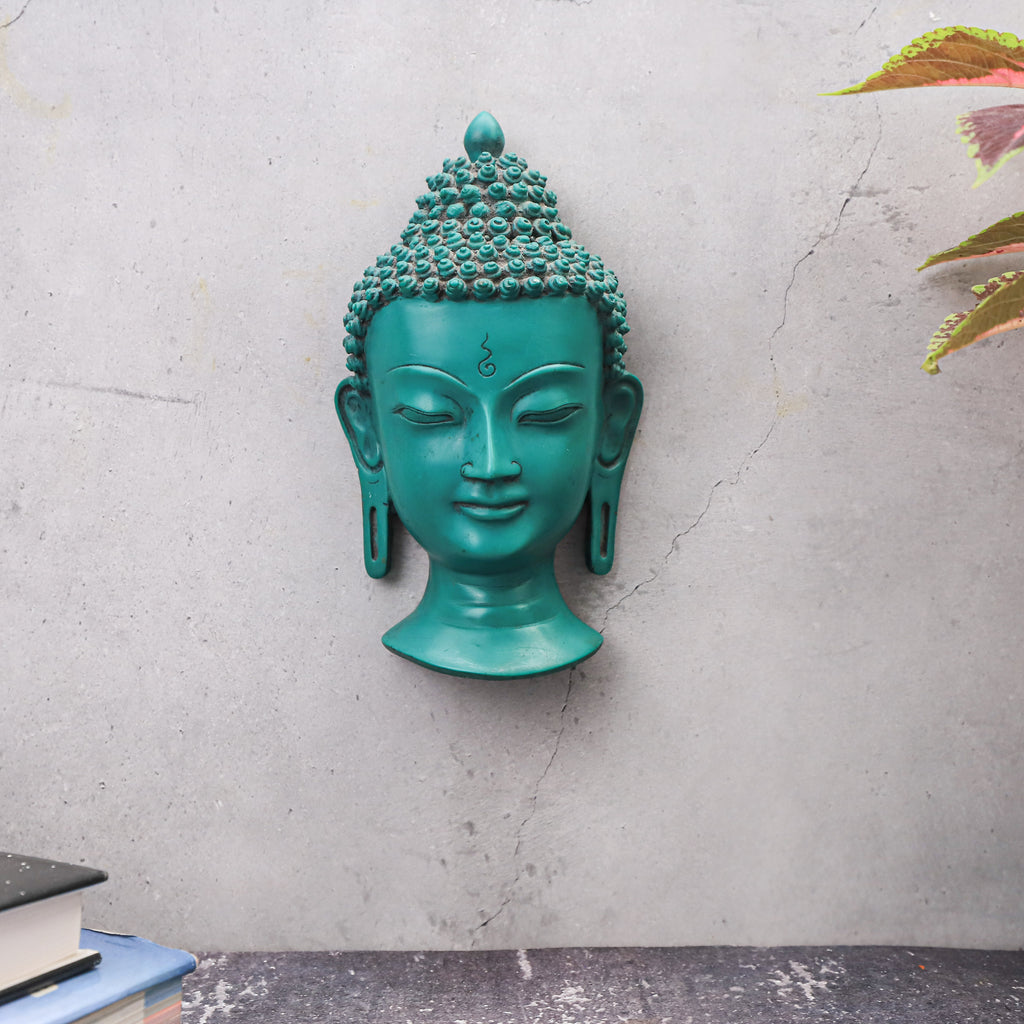 Resin green Buddha Face Mask Wall Hanging