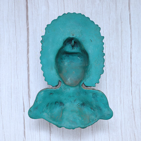 Resin Green Buddha Carving Face Mask Wall Hanging