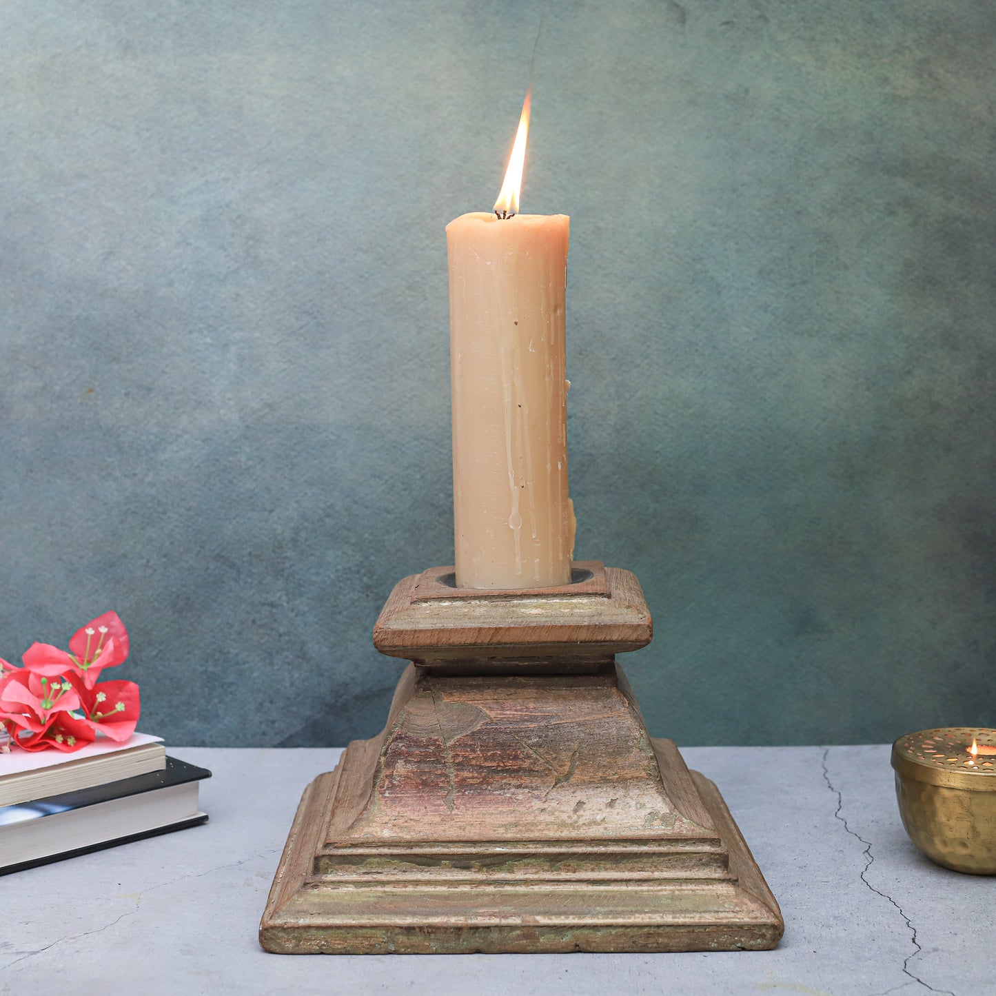 Antique Wood Candle Stand