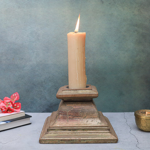 Antique Wood Candle Stand