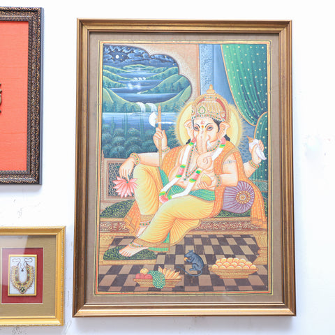 Lying Ganesh Framed Painting