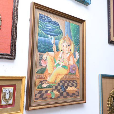 Lying Ganesh Framed Painting