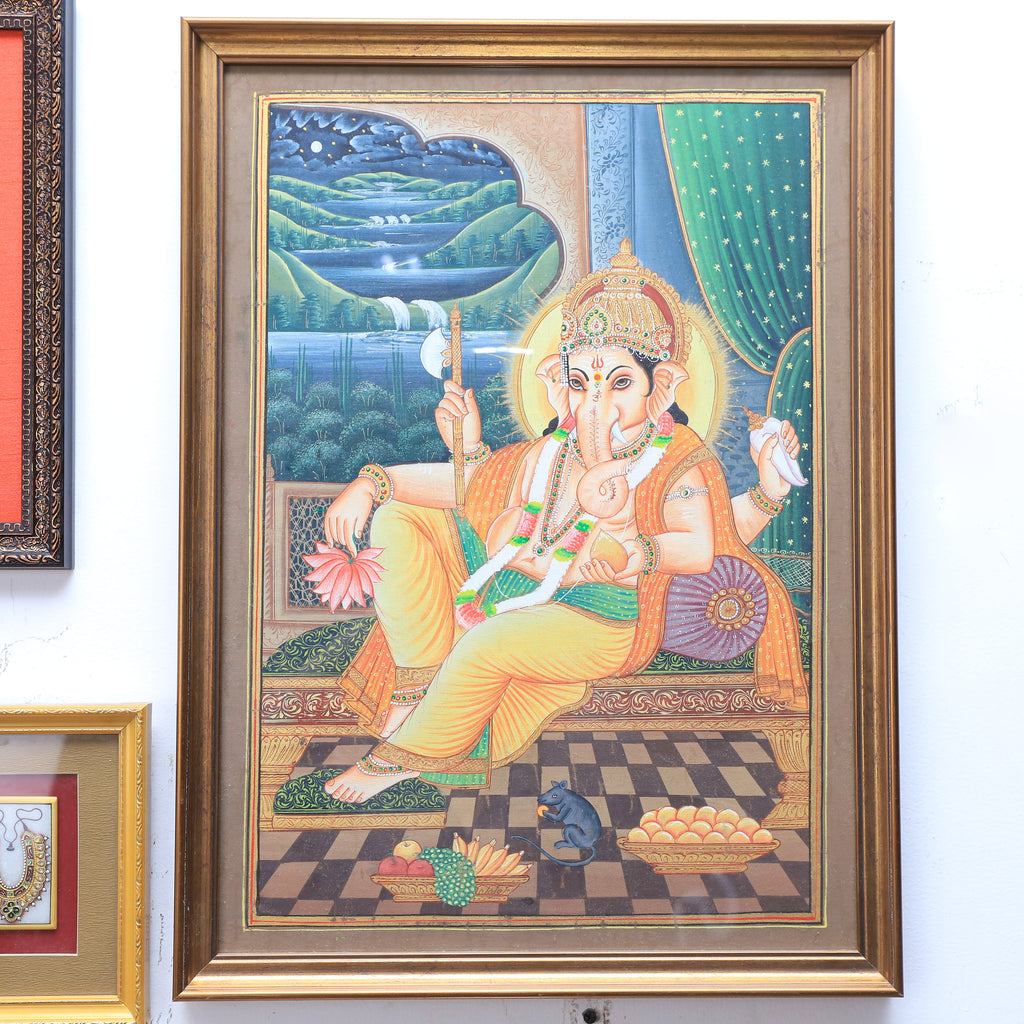 Lying Ganesh Framed Painting