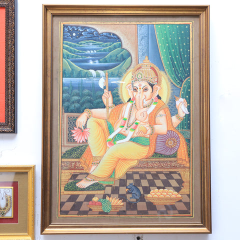 Lying Ganesh Framed Painting