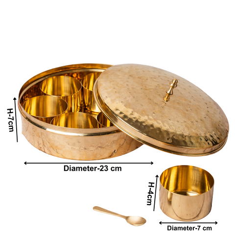 Handcrafted Hammered Brass Spice/Masala Box