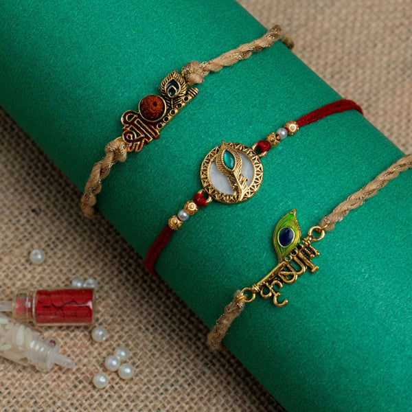 Krishna Rakhi With Roli Chawal (Pack of 3)