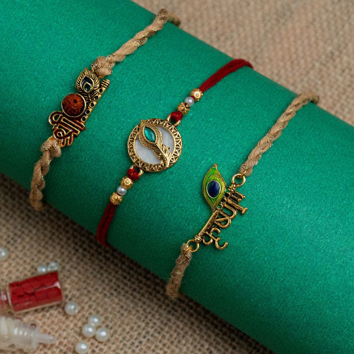 Krishna Rakhi With Roli Chawal (Pack of 3)